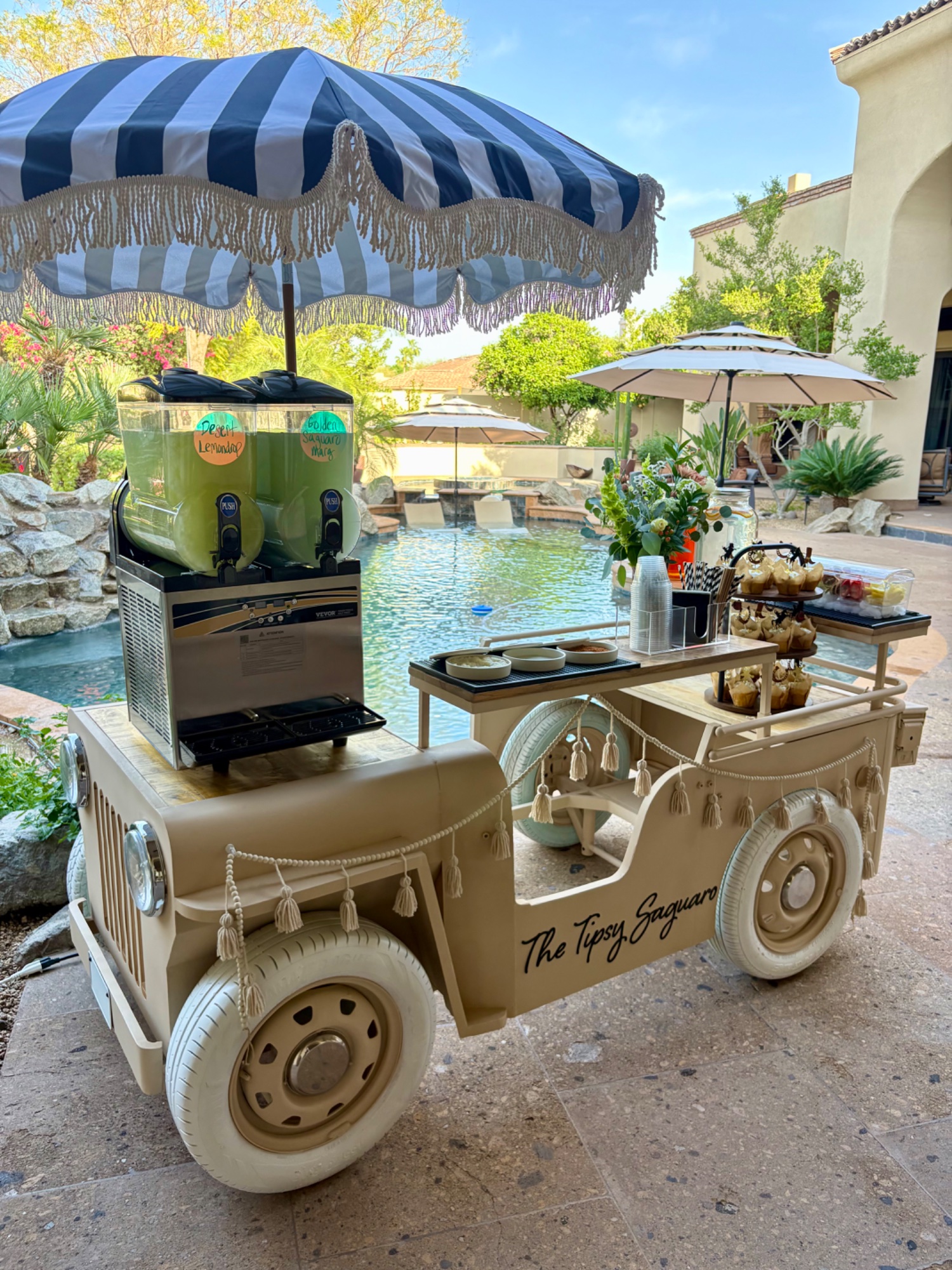 Jeep cart by the pool